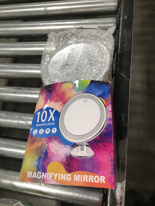 Photo 2 of 10X Magnifying Makeup Mirror with Lights, 3 Color Lighting, Bathroom Shower Mirror with Suction Cup, Intelligent Switch, 360 Degree Rotation, Portable for Detailed Makeup, Close Skincare White Medium