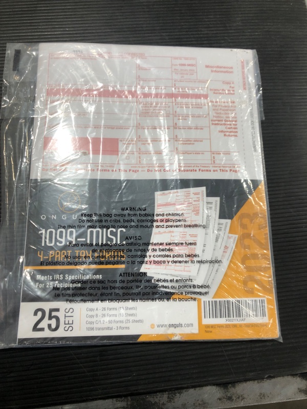 Photo 2 of 1099 MISC Forms 2023, 1099 MISC Laser Forms IRS Approved Designed for Quickbooks and Accounting Software 2023, 4 Part Tax Forms Kit, 25 Vendor Kit - Total 54 (105) Forms 