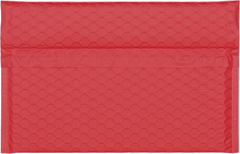 Photo 1 of DGSLTENV 10x7" Side-Opening Red Hexagon Bubble Mailers (25-Pack)