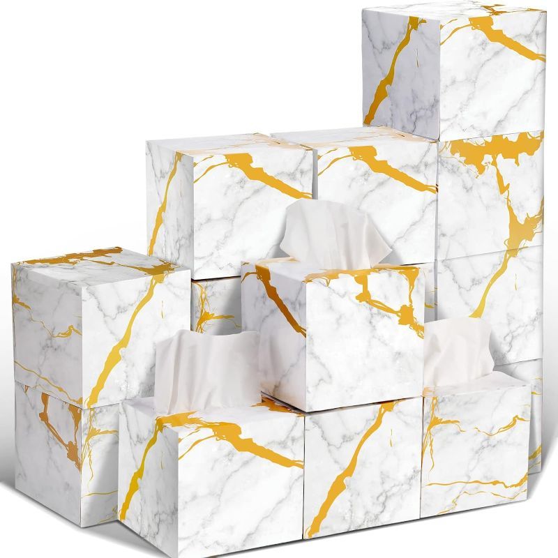 Photo 1 of 1600 Sheets Facial Tissues Marble Designs Facial Tissues Cube Box Soft Facial Tissues 3 Ply Each Cube Box Household Tissues Fit for Family Bathroom Car Kitchen School Bedroom