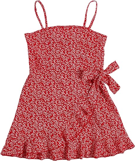 Photo 1 of [Size 13-14yrs] SOLY HUX Girl's Spaghetti Strap Dress Floral Print Sleeveless Summer Beach Casual Sundress A-line Mini Dresses
