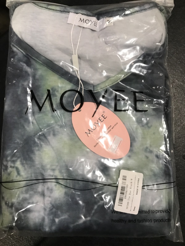 Photo 2 of [Size M] MOYEE Women's Pajama Set Soft Short Sleeve 2 Piece Lounge Sleepwear with Pockets Medium Tie Dye Black