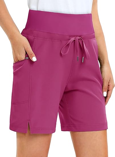 Photo 1 of [Size M] WISHOME Women's Hiking Shorts with Zipper Pockets 7" Long Bermuda Cargo Shorts Quick Dry Lightweight Summer Shorts for Women 