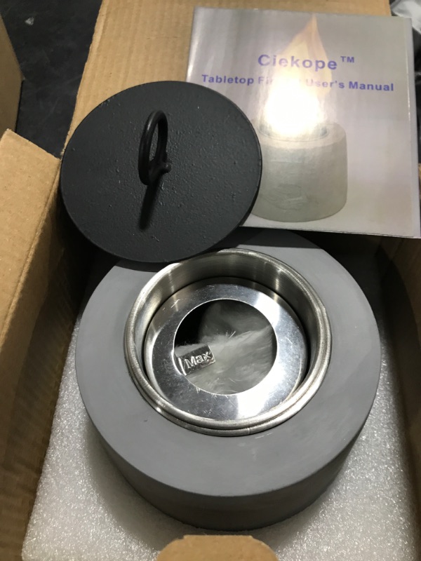 Photo 1 of Table Top Fire Pit Bowl - Tabletop Rubbing Alcohol Fireplace Indoor Outdoor Decor Mini Fire Pit Long Time Burning and Smokeless Birthday Gifts (Grey) Medium Grey