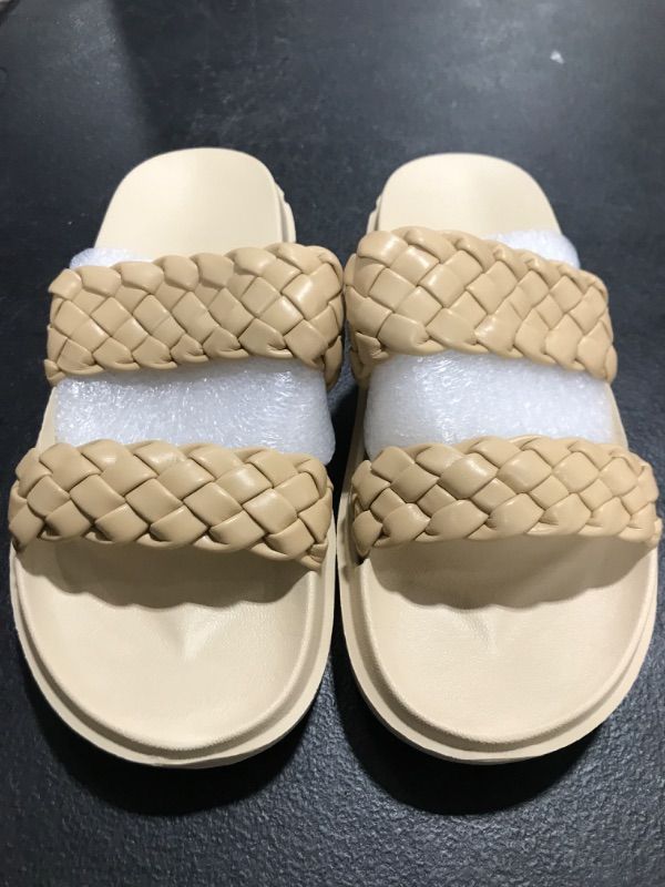 Photo 1 of [Size 6] MEGNYA Fashion Walking Sandals for Womens, Comfortable Platform Slides with Double Straps, Cute Dressy Summer Ergonomic Sandals for Beach Relaxed fit Beige Size 6