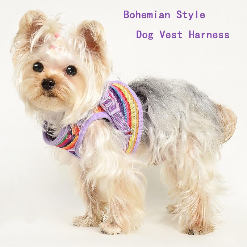 Photo 1 of [Size M] Dog Harness for Small Medium Dogs Cats, Puppy Tiny Vest Harness, Breathable Adjustable No Pull Dog Harnesses for Outdoor Walking Pet Supplies (Purple No Leash, Medium (Bust 16.5-20.5in))