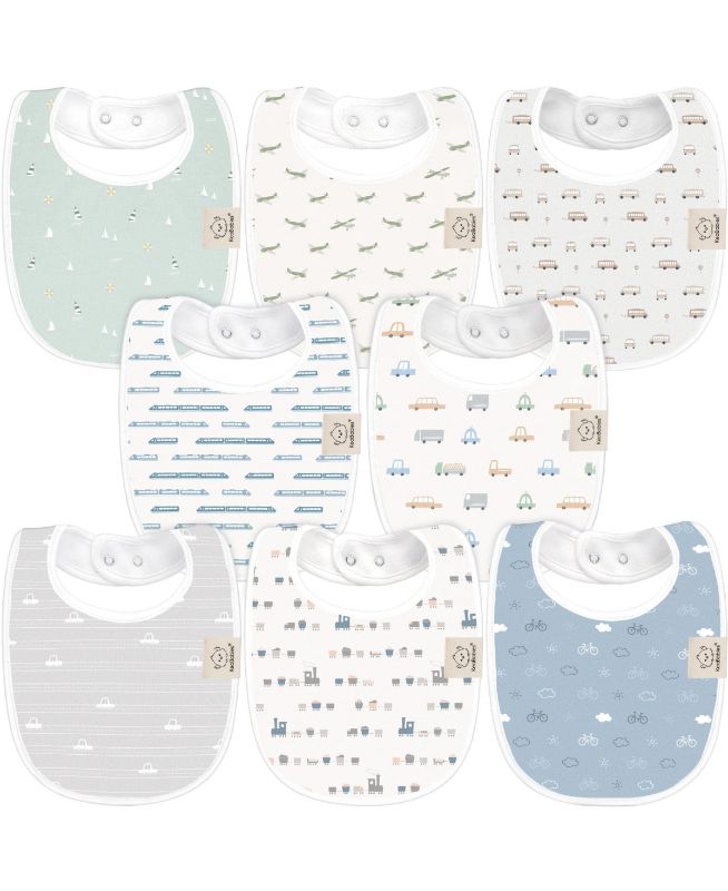 Photo 1 of 8pk Organic Baby Bibs for Boy, Baby Drool Bib for Baby Boys and Girls, Infant Teething Bibs
