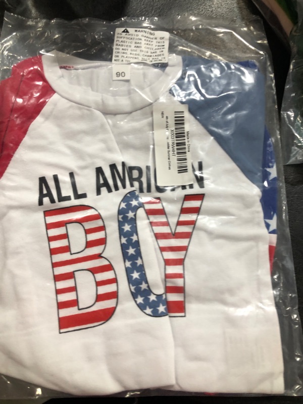 Photo 2 of 4th of July Baby Boy Outfit Crewneck Letter Print T Shirt Tops Elastic USA Flag Shorts Cute Toddler Summer Clothes
