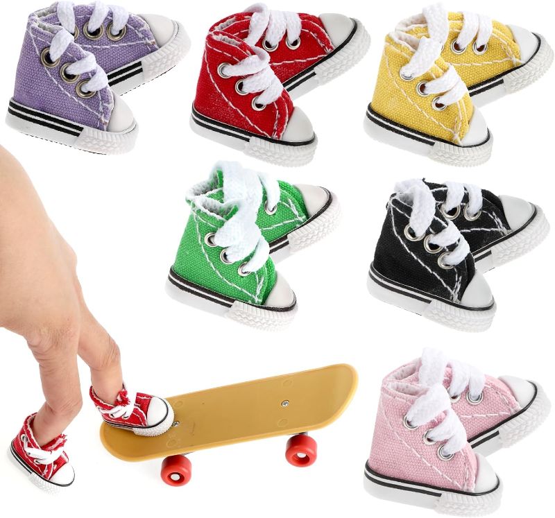 Photo 1 of 12 Pairs Mini Finger Shoes Toys Fingerboard Shoes Mini Finger Shoes for Finger Board, Fingerboard Doll Shoes Finger Breakdance Shoes