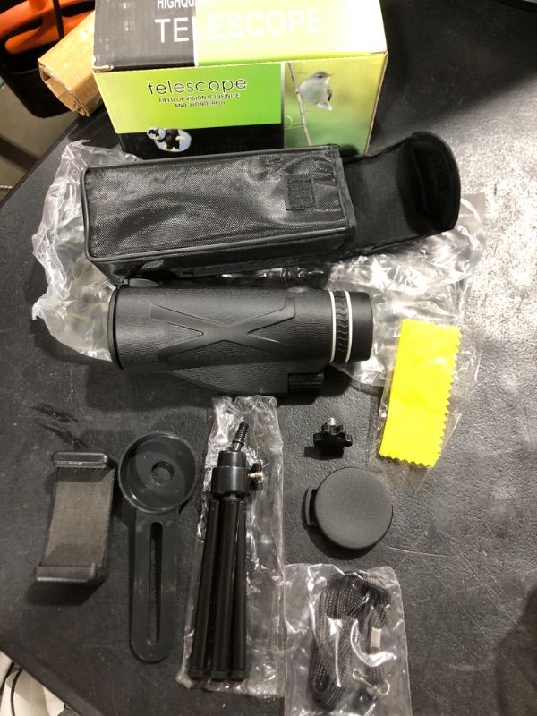 Photo 1 of 80x100 Monocular Telescope, Night Vision Compact Monocular for Smartphone Adapter, Handheld Telescope with Tripod for Animal Bird Watching Hunting Camping Tourist