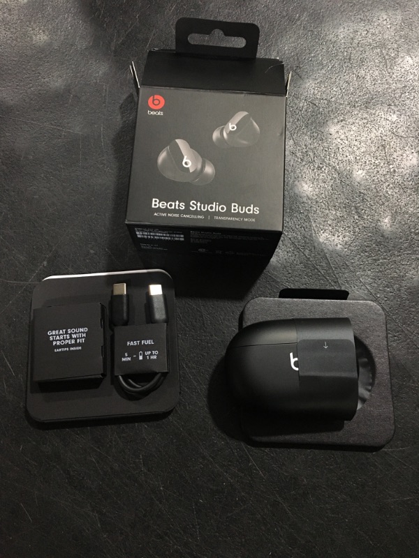 Photo 2 of Beats Studio Buds True Wireless Noise Cancelling Earbuds Compatible with Apple & Android, Built-in Microphone, IPX4 Rating, Sweat Resistant Earphones, Class 1 Bluetooth Headphones - Black
FACTORY SEALED PRIOR TO PROCESSING