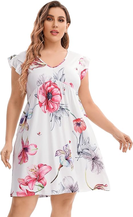 Photo 1 of 3XL AMZ PLUS Women Plus Size Summer Casual T Shirt Dress