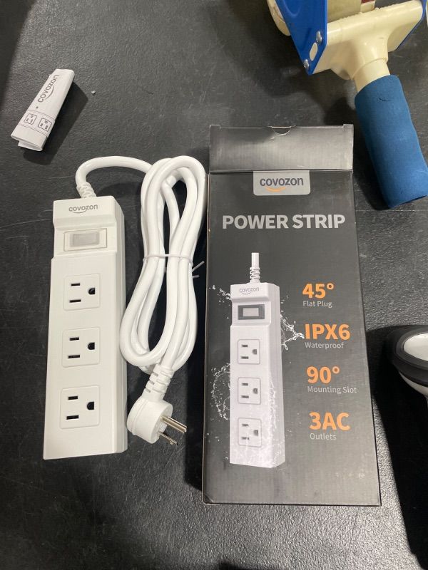 Photo 2 of Covozon IPX6 Outdoor Power Strip Weatherproof, Waterproof Surge Protector with 3 Wide Outlet, Flat Outlet Extension Cord, FCC UL Listed. 6FT White 3 outlets