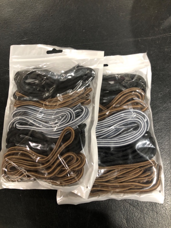 Photo 2 of 2 pack AIXMEET 5 Pair Boot Shoe Laces, Round Shoelaces for Work Boots & Hiking Shoes & Running Walking Shoelaces, 35"/47"/55"/63" 35" Inch?90cm? 5 Pairs (2 Black+2 Light Brown&coffee+ 1 White Gray)