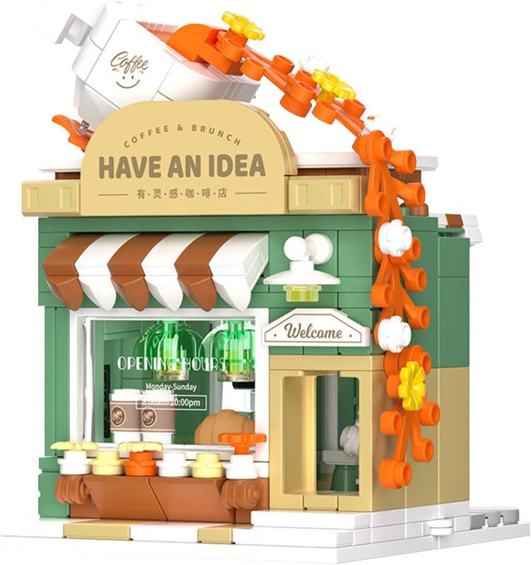 Photo 1 of 2023 New Sakura Flower Dessert Shop Building Block Set, Building Creative House Toy Building Kit, MOC Construction Toy (Coffee Shop)