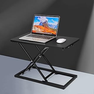 Photo 1 of yoopin Standing Desk Converter Matte Black?Stand up Desk Riser on The Table?Adjustable Height Table top Apply for Laptop and Single Monitor Workstation Office