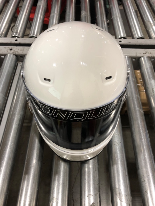 Photo 2 of Conquer Snell SA2020 Full Face Auto Racing Helmet Medium White