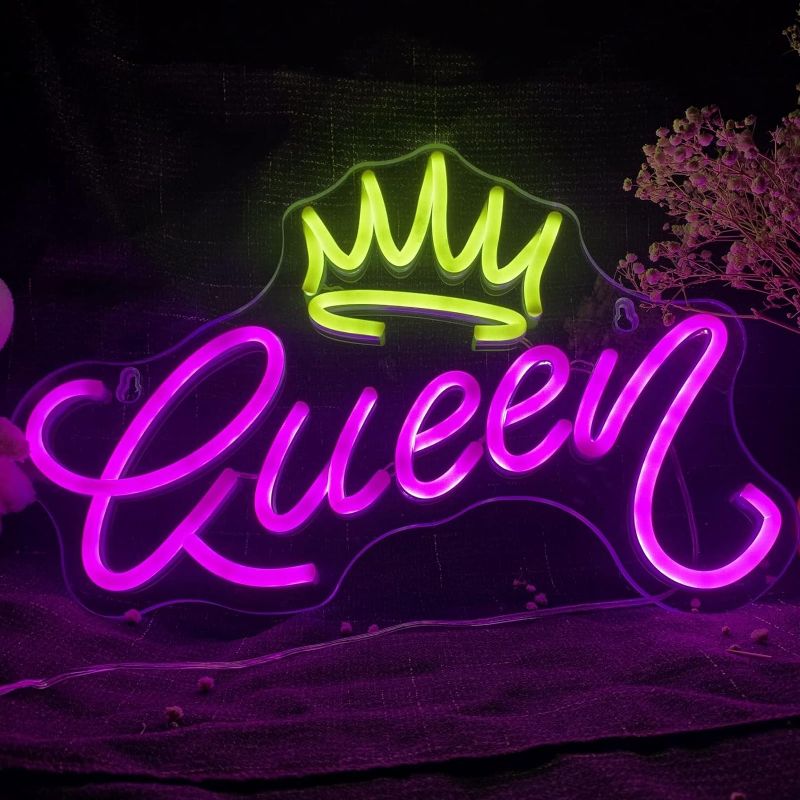 Photo 1 of Crown Neon Signs for Wall Decor, Neon Led Light Sign Decor, Queen Led Sign for Bedroom Wall Kid Room Living Room Wedding Party Bar Christmas Gift
