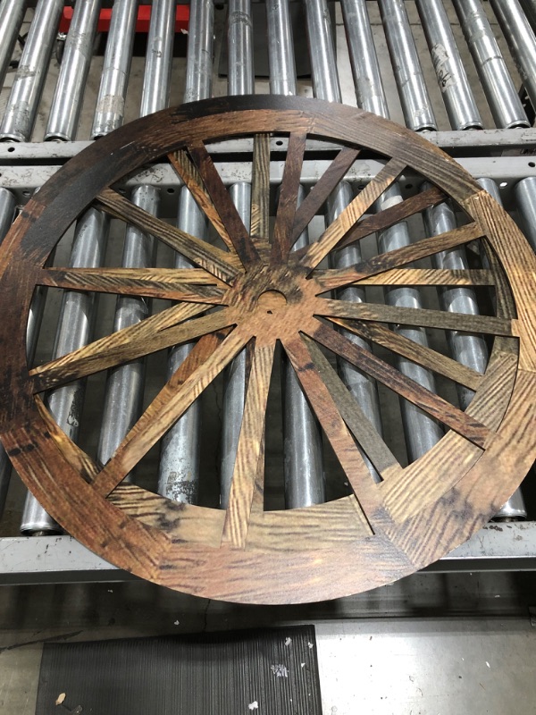 Photo 2 of 2 Pieces Wagon Wheel Decor Wooden Wagon Wheel 