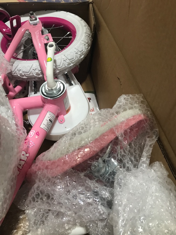 Photo 3 of JOYSTAR Angel Girls Bike for Toddlers and Kids Ages 2-9 Years Old, 12 14 16 18 Inch Kids Bike with Training Wheels & Basket, 18 in Girl Bicycle with Handbrake & Kickstand Pink 12 Inch with Training Wheels