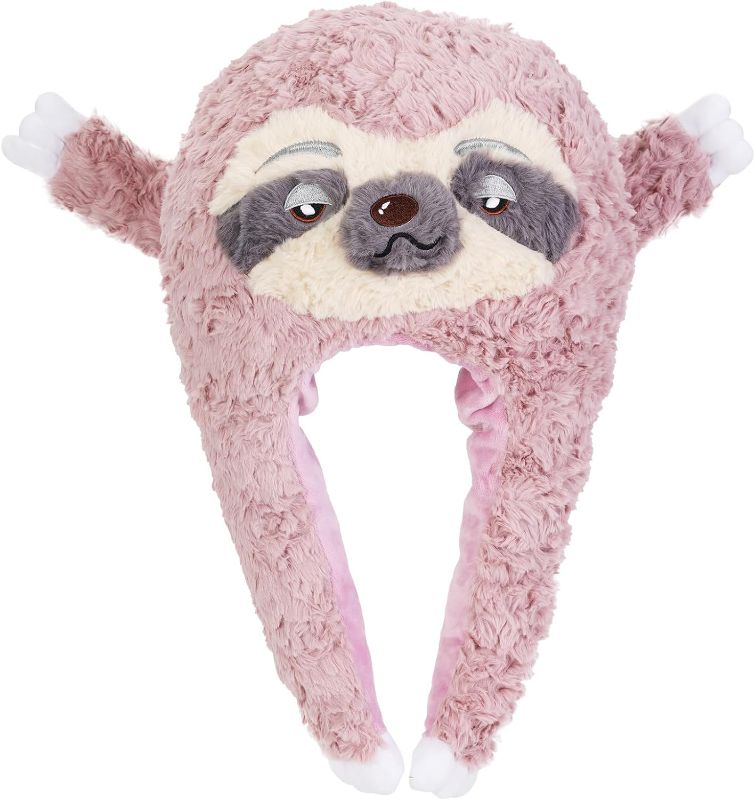 Photo 1 of (READ COMMENTS)PHILODOGS Girls Hats, Pink Warm Plush Sloth Winter Caps, Plush Fun Animal Hats, Cute Sloth Hat Halloween Christmas Party Hat (READ COMMENTS)