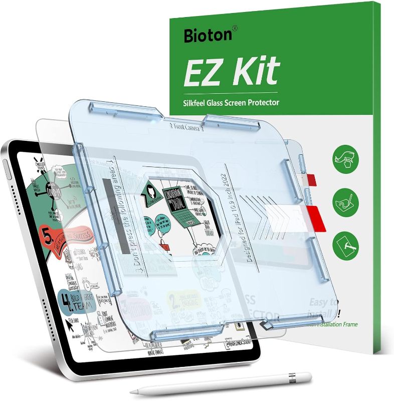 Photo 1 of Bioton [Silkfeel Matte Glass Screen Protector Compatible with iPad 10th Generation 10.9 inch (2022), [Auto Alignment Kit] [Tempered Glass] [Touch like Silk] [Anti-Glare] [Anti-Fingerprint]
