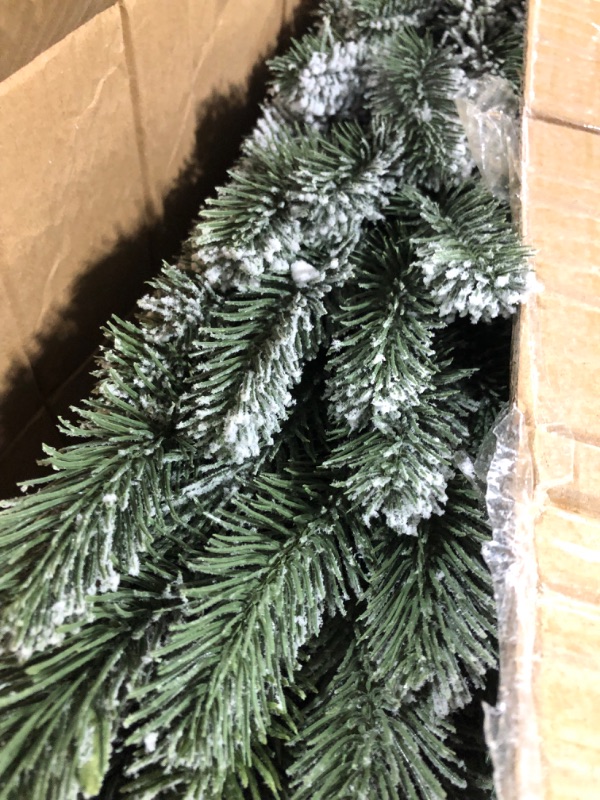 Photo 1 of 3ft. Flocked Christmas Artificial Pine Tree in Tin Planter
