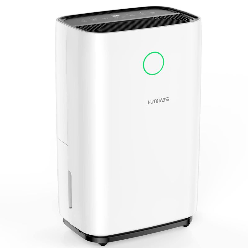 Photo 1 of HUMILABS 4500 Sq.ft Dehumidifiers for Large Room and Basements, Auto Shut Off and Defrost, 50 Pints Dehumidifier with Drain Hose and 135oz Water Tank, Intelligent Humidity Control, 24H Timer White