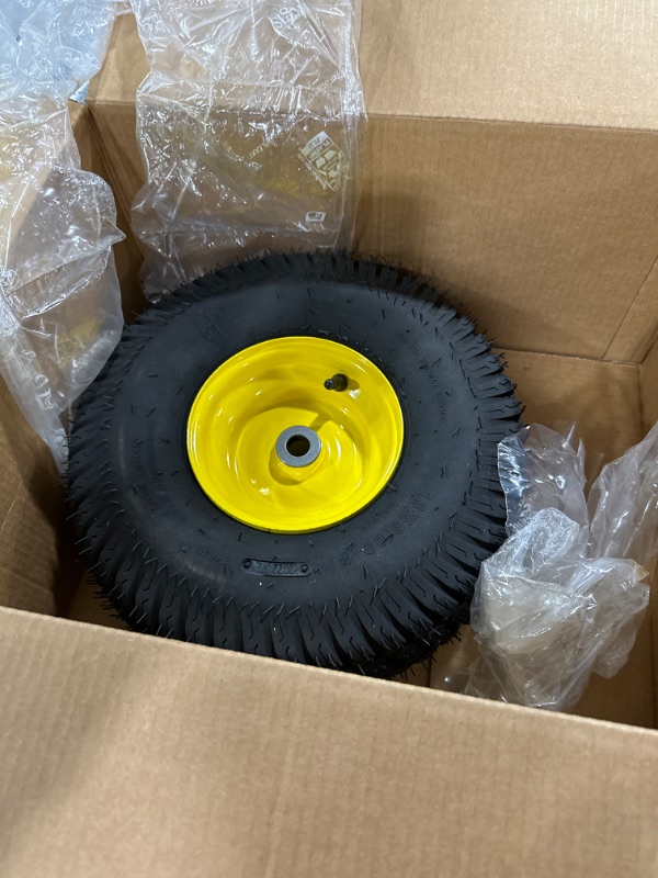 Photo 2 of 1 PCS 15x6.00-6 Lawn Mower Tires,15x6-6 Front Tire Assembly Replacement for Craftsman/John Deere/Cub Cadet Riding Mowers,4 Ply Tubeless,570lbs Capacity,3" Offset Hub,3/4" Bushing