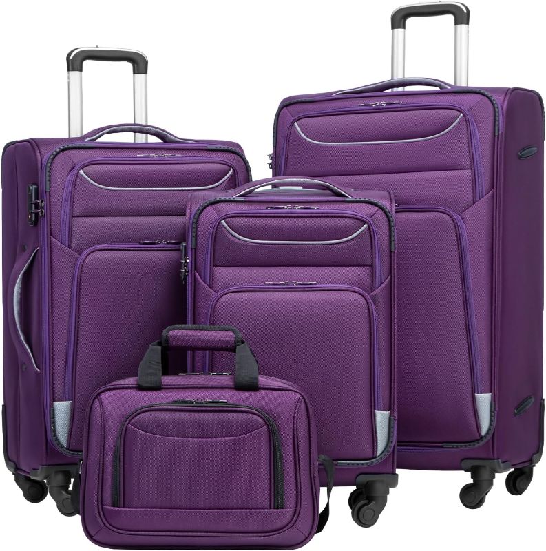 Photo 1 of Coolife Luggage 3 Piece Set Suitcase Spinner Softshell lightweight (purple+sliver)
