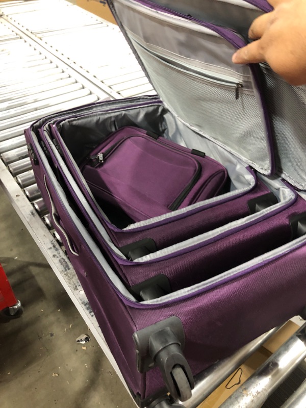 Photo 3 of Coolife Luggage 3 Piece Set Suitcase Spinner Softshell lightweight (purple+sliver)
