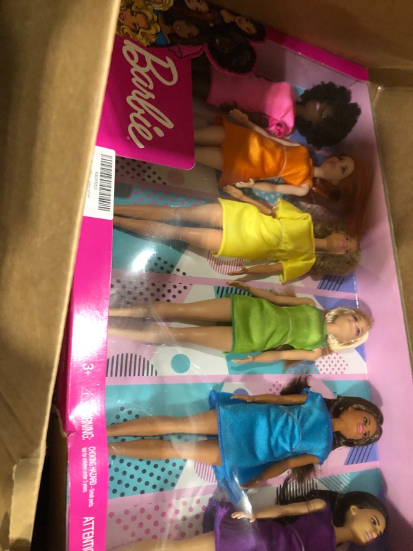 Photo 2 of Barbie Doll Rainbow Dress Colors 6 Pack Girls Fashionable Chic Ethnic Six Dolls Easter Rainbow Set Spring Fashions (HKX88)