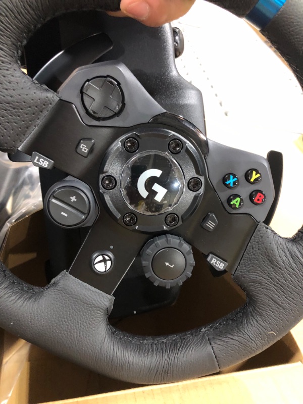 Photo 3 of Logitech G923 Racing Wheel and Pedals for Xbox X|S, Xbox One and PC featuring TRUEFORCE up to 1000 Hz Force Feedback, Responsive Pedal, Dual Clutch Launch Control, and Genuine Leather Wheel Cover Xbox|PC Wheel Only