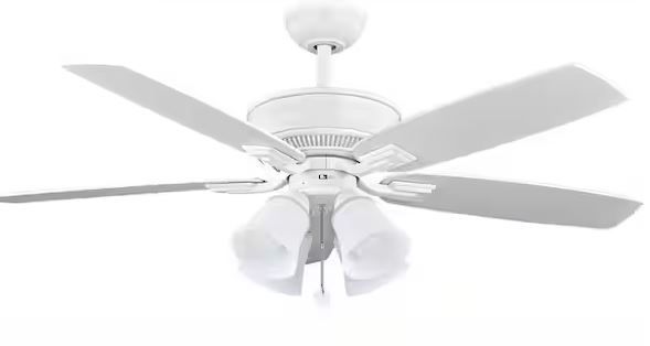 Photo 1 of Devron 52 in. LED Indoor Matte White Ceiling Fan with Light Kit
