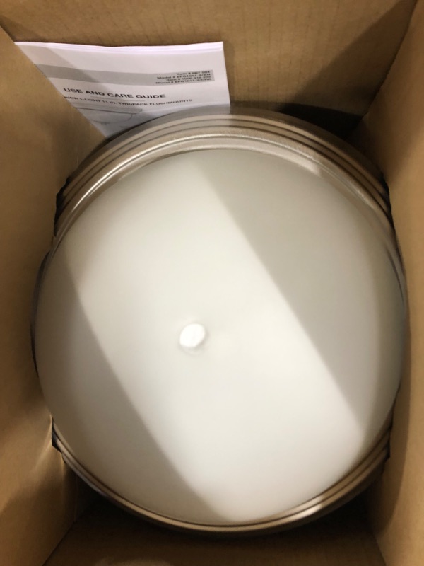 Photo 2 of 11 in. 1-Light Brushed Nickel Flush Mount with Frosted Glass Shade (2-Pack)
