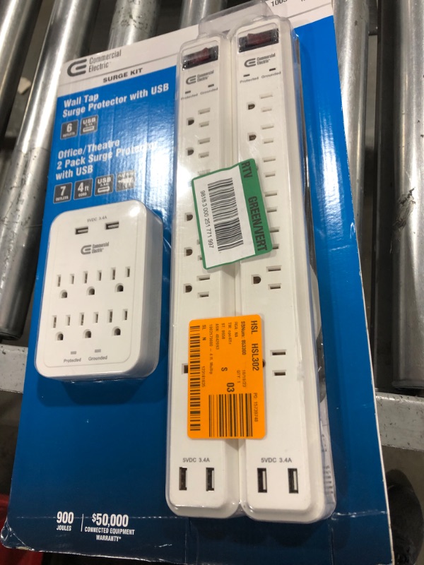 Photo 2 of 4 ft. Multiple Outlet and Wall Mounted Surge Protector Kit (3-Pack)
