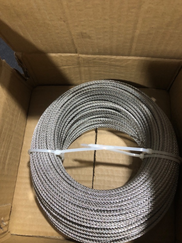 Photo 2 of YATOINTO Wire Rope Stainless Steel Wire Rope 300 Feet 90m Steel Cable 1/8 inch Diameter 7x7 Strand Construction Aircraft Cable DIY Balustrade String Railing Porch Fence Outdoor Hanging Kit