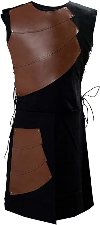 Photo 1 of [Size XL] Hercicy 4 Pcs Men's Medieval Sleeveless Waistcoat Costume Renaissance Victorian Waistcoat Vests Cosplay Bracers & Belt, Black