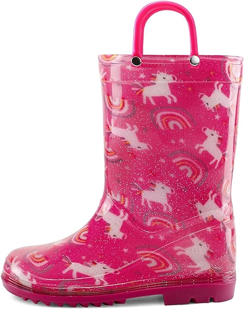 Photo 1 of [Size 4] SHOFORT Kids Boys Girls Rain Boots with Easy-on Handles Rainboots (Toddler/Little Kid/Big Kid)