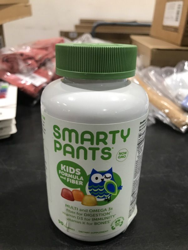 Photo 1 of 2 PACK-SmartyPants Kids Formula & Fiber Daily Gummy Vitamins: Gluten Free, Multivitamin Omega 3 Fish Oil (Dha/Epa), Fiber, Methyl B12, vitamin D3, Vitamin B6, 90 Count (22 Day Supply) - Packaging May Vary Kids Formula w/ Fiber 90 Count BB 01/17/2024