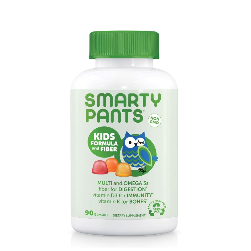 Photo 1 of 2 PACK-SmartyPants Kids Formula & Fiber Daily Gummy Vitamins: Gluten Free, Multivitamin Omega 3 Fish Oil (Dha/Epa), Fiber, Methyl B12, vitamin D3, Vitamin B6, 90 Count (22 Day Supply) - Packaging May Vary Kids Formula w/ Fiber 90 Count BB 01/17/2024