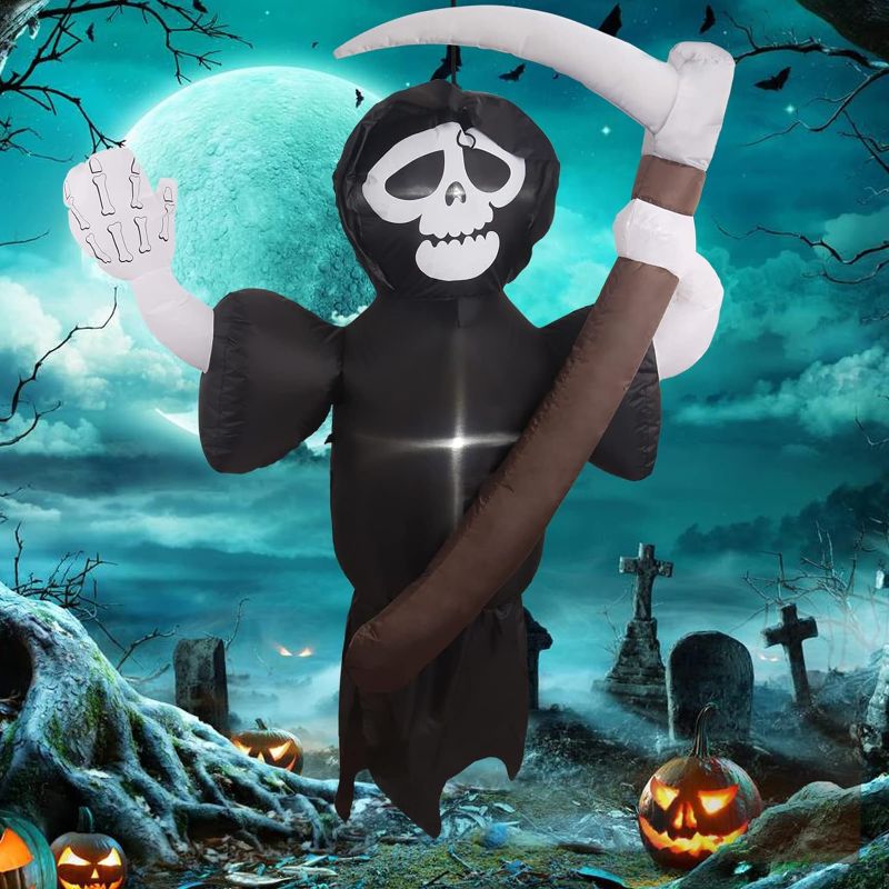 Photo 1 of 5.3 FT Grim Reaper Halloween Inflatable Clearance Outdoor Scary Decorations Yard LED Blow Ups Decor
