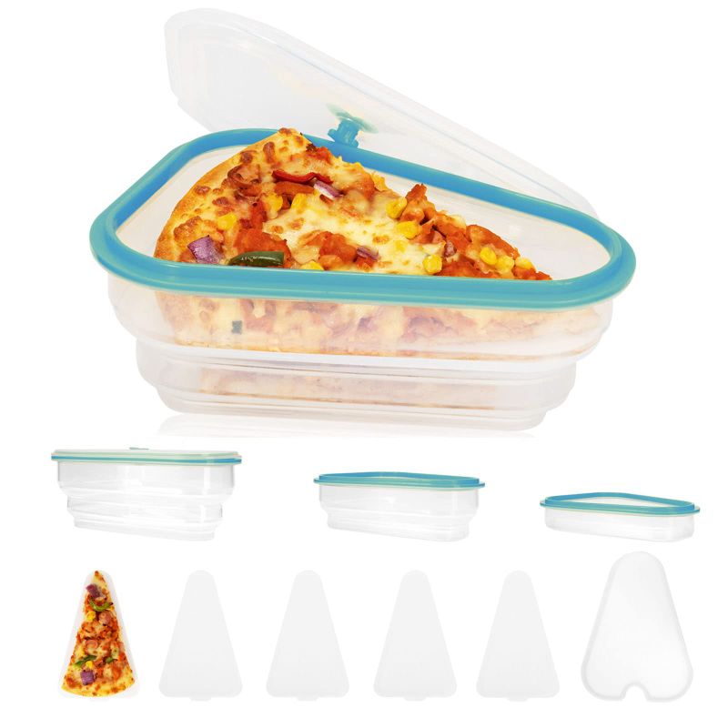 Photo 1 of 1 PACK- Pizza Storage Container - Expandable Pizza Container With 6 Trays, Pizza Slice Storage Container Reusable, Made Of All-Silicone Material, BPA Free, Microwave, & Dishwasher Safe Blue GREEN
