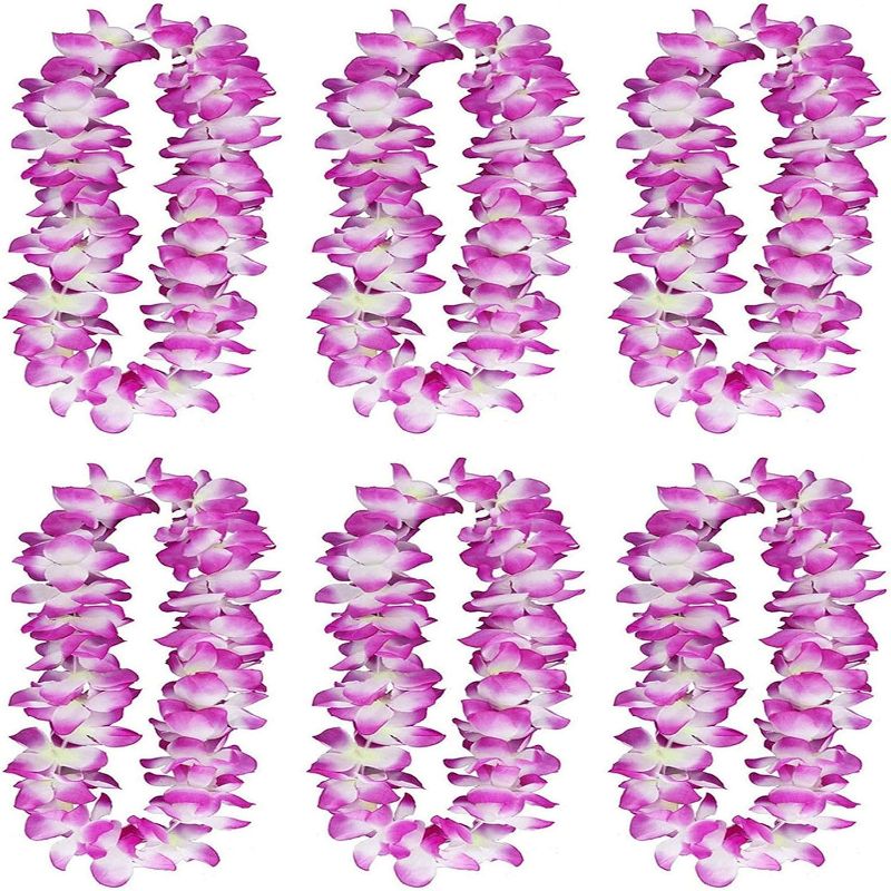 Photo 1 of  6 Pcs Thicken 41 Inch Purple Hawaiian Leis for Graduation Party, Dance Party, Photo Prop in Outdoors (6 Pcs)