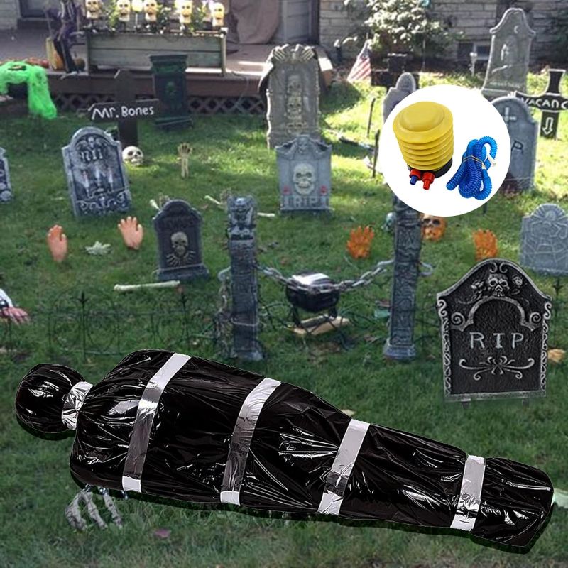Photo 1 of 2 PACK- Halloween Decorations Scary Haunted House: Scary Inflatables Fake Corpse - Hanging Corpse Dead Victim Props - Creepy Halloween Yard Outdoor Decor with Inflator Tool 