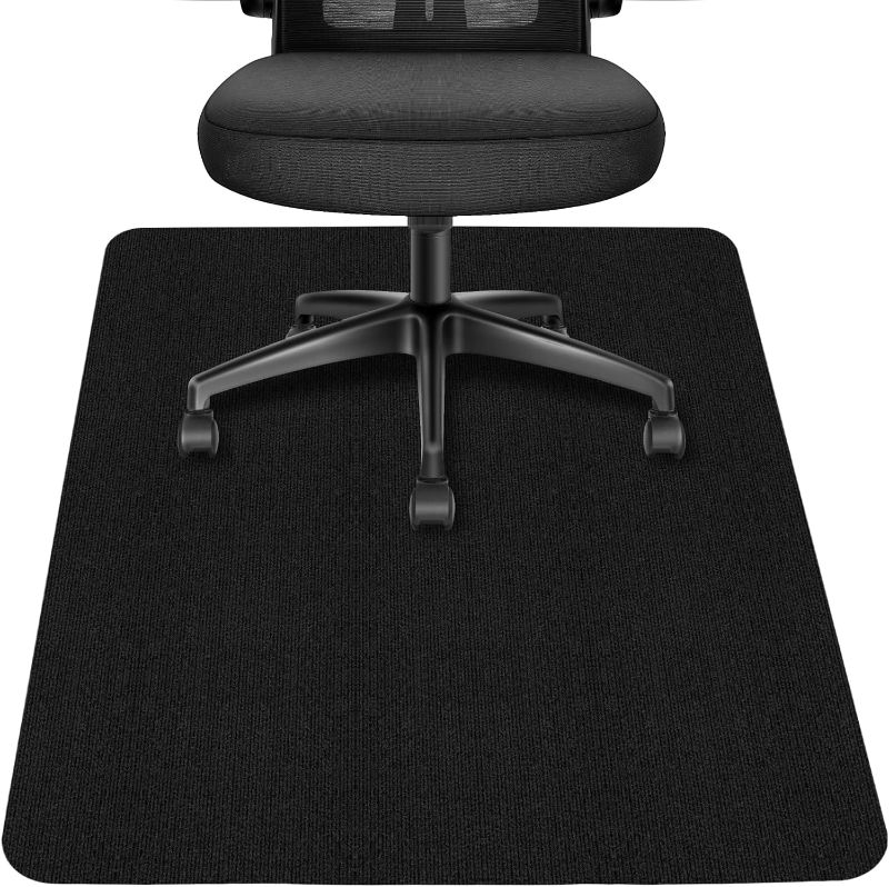 Photo 1 of  Hardwood Floors,Tile Non-Slip Office Computer Chair Mat for Rolling Chair,Large Floor Protector,Easy Clean and Flat Without Curling,Black(47"x36") 