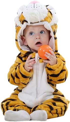 Photo 1 of BJWEO Cute Baby Girl Boy Animal Christmas Outfit Halloween Costume, Newborn Infant Toddler Winter Onesie Pajamas Cosplay(Old Tiger, 30-36 M)