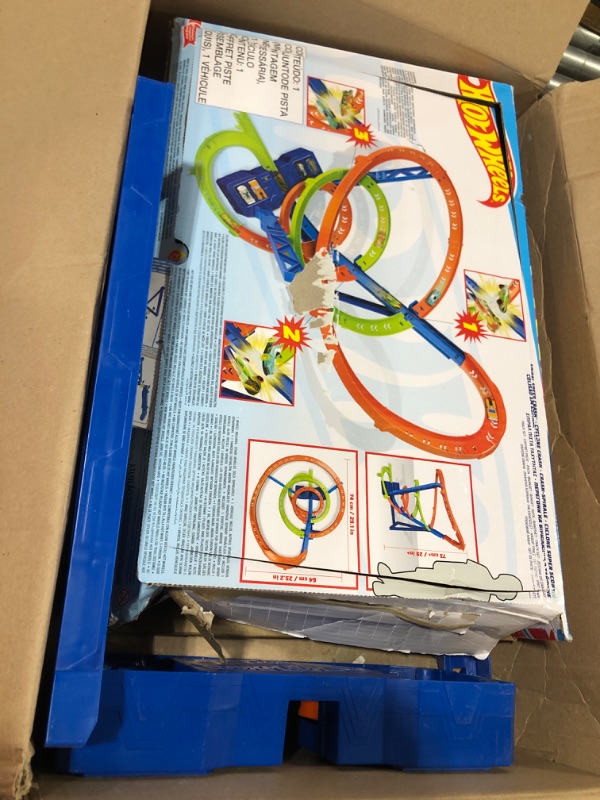 Photo 3 of ?Hot Wheels Track Set and 1:64 Scale Toy Car, 29" Tall Track with Motorized Booster for Fast Racing, Action Spiral Speed Crash Playset???? SHIPS IN OWN CONTAINER