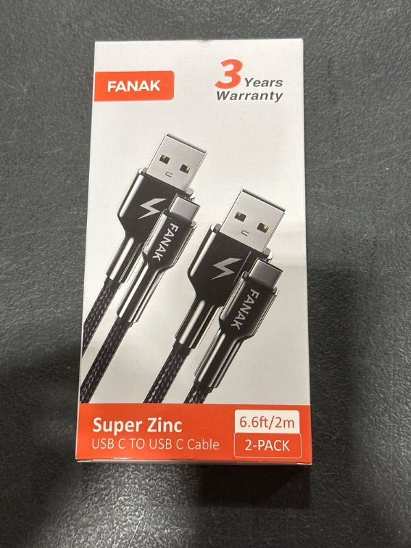 Photo 2 of [2-Pack 6.6ft] USB C Cable, 3.1A QC3.0 Fast Charging, FANAK New Durable Metal Type C Charger Cable, Nylon Braided USB A to USB C Cord for Samsung Galaxy S21 S20 S10 S9 S8 Note 20 10 A51 LG V50 etc 6.6FT+6.6FT Black