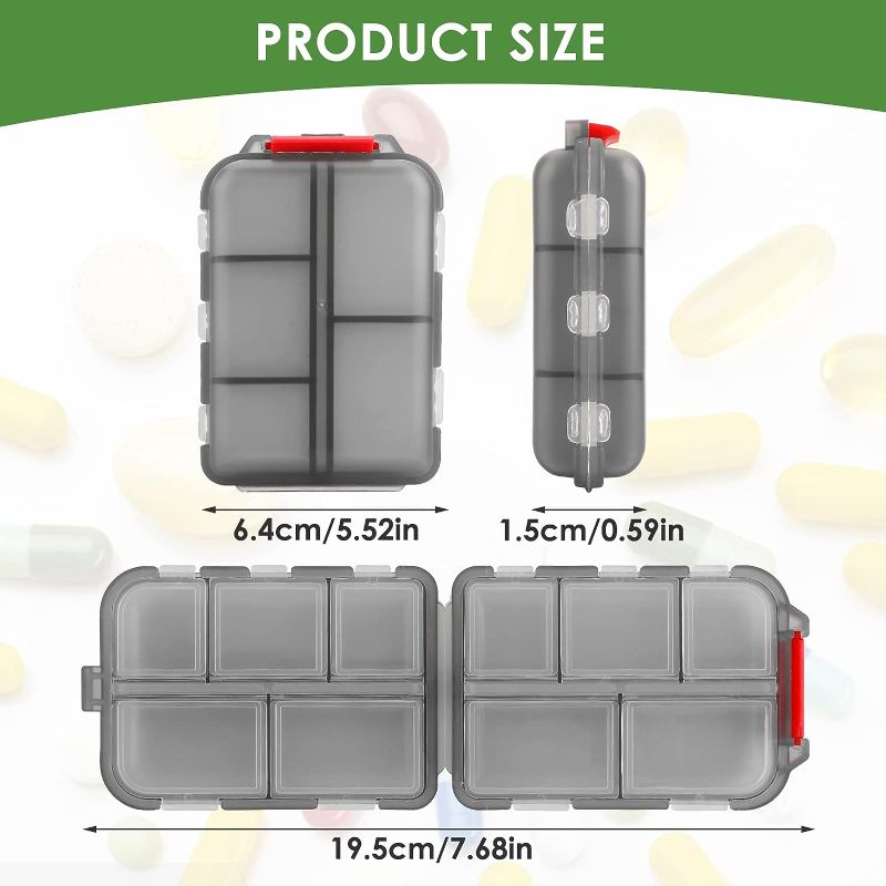 Photo 1 of 2PCS Travel Pill Organizer Small Daily Pill Case
